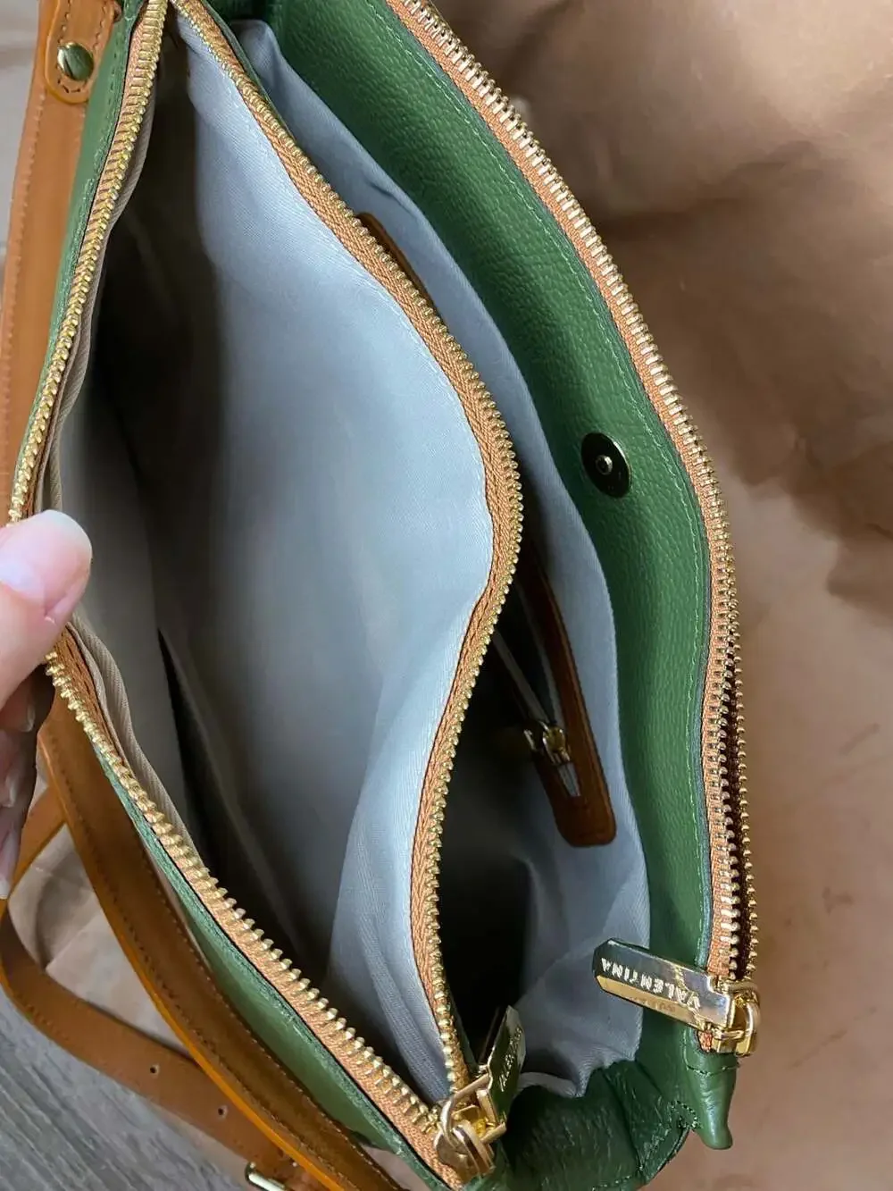 Valentina Green and Tan Crossbody Bag